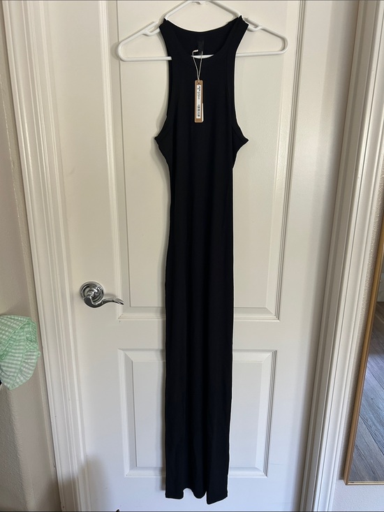 SKIMS Dresses & Skirts - SKIMS Black Ribbed high neck lounge tank dress new small medium